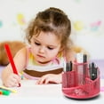 thumbnail image 5 of XIAOLE Rotating Pencil Holder for Desk, 360 Degree Rotating Pen Caddy Holders, Desk Organizer with 5 Compartments, Mesh Desktop Stationary Organizer for Home, Office (Red), 5 of 5