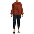 thumbnail image 2 of Terra & Sky Women's Plus Size Long Sleeve Tie Neck Top, 2 of 5