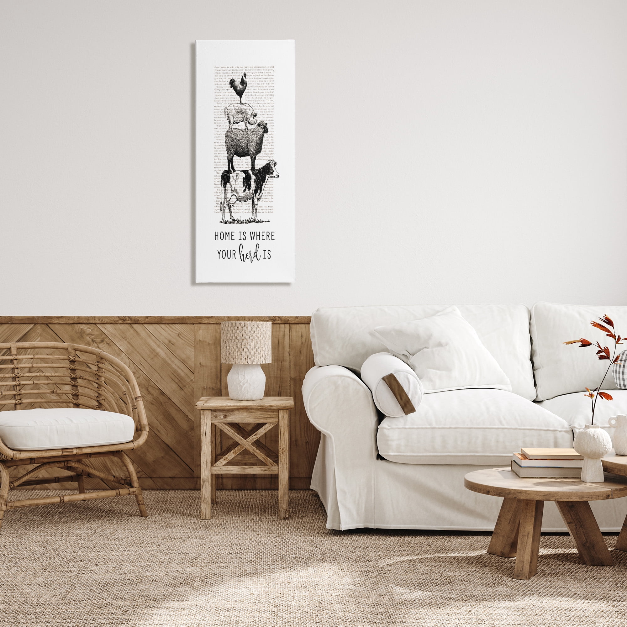 Stupell Industries Where Your Herd Family Animals Animals & Insects Painting Gallery Wrapped Canvas Art Print Wall Art, 20 x 48
