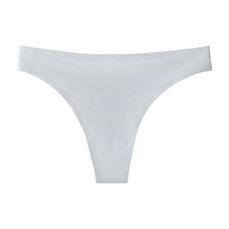 

BIZIZA Women s Panty Solid T Back Sexy Seamless Underwear Low Rise Thongs Gray M