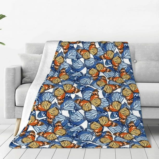 Balery Colorful Butterfly1 Manta de Felpa Suave y Acogedora – Cobija de Franela Aterciopelada para Cama, Lavable y Cálida para Sofá, Mascotas, Transpirable-80"x60"