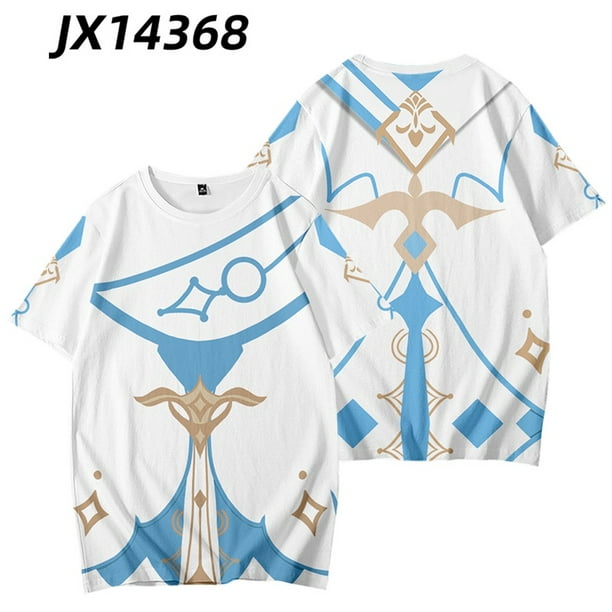 AG Genshin Impact Tshirt Unisex Top Anime Kid Adult Cosplay Lumine Aether Tee Manga Corta Moda Camisa 3d Talla Grande