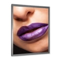 thumbnail image 2 of Designart 'Close Up View of Girl Lips With Purple Lipstick' Modern Framed Art Print, 2 of 4