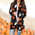 thumbnail image 1 of Women‘s Halloween Cardigan Sweater Skull Pumpkin Print Pattern Long Cardigans Sweater Coats Tops Ginger M, 1 of 5