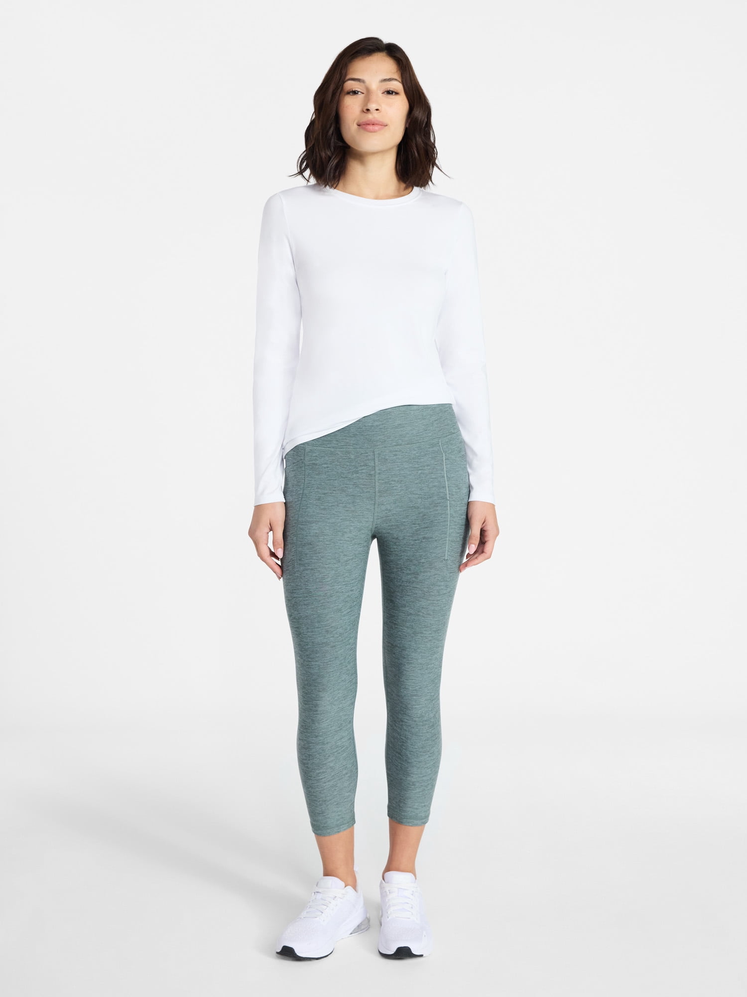 Athletic Works Women's ButterCore Capri Leggings with Pockets, Sizes XS-XXL
