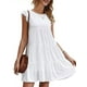 thumbnail image 2 of Lucakuins Mujeres Casual Plisado Vestido Corto, Adultos Primavera Color Sólido Cuello Redondo Manga Corta Mini Vestido Lucakuins moda, 2 of 9