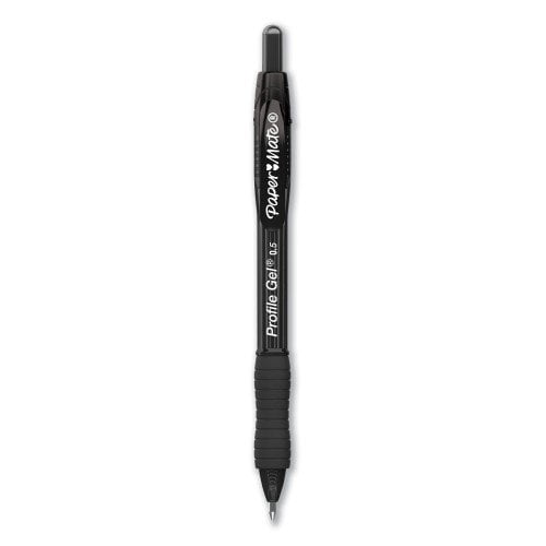 New Paper Mate Profile Retractable Gel Pen, Fine 0.5 mm, Black Ink, Translucent Black Barrel, Dozen,Each