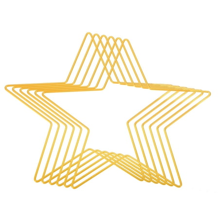 Uxcell 9.8" Length Star Dream Catcher Rings, 6 Pcs Metal Macrame Wreath Floral Ring Hoop, Gold Tone