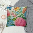 thumbnail image 2 of COMIO Smilyrad Flower Pillows Decorative Pillow Covers&nbsp;Hyacinth with Animal Butterfly Rustic Farmhouse Pillow Covers Square Watercolor Garden Floral Cushion Cover, 2 of 5