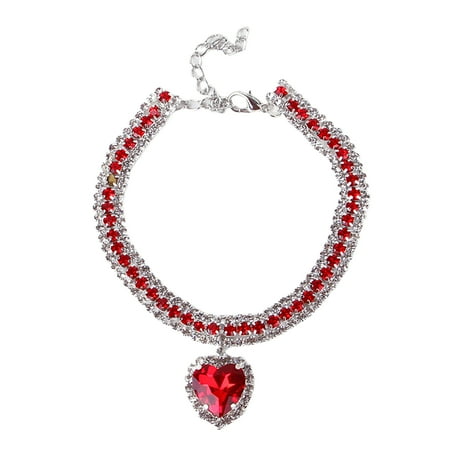 Pet Diamond Necklace Heart-Shaped Diamond Pendant Collar Collar Cat Jewelry Teddy Small and Medium Dog Collar