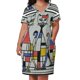 thumbnail image 3 of Vestido de noche de lujo con bolsillos para mujer traje holgado de estilo coreano con diseño de gatos mondrianos de mediados de siglo, 3 of 7