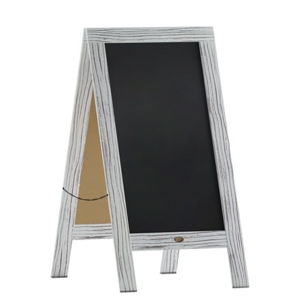 UPC: 0196861030666 | Flash Furniture Canterbury 40  x 20  Vintage Wooden A-Frame Magnetic Indoor/Outdoor Chalkboard Sign  Freestanding Double Sided Extra Large Message Board  Whitewashed
