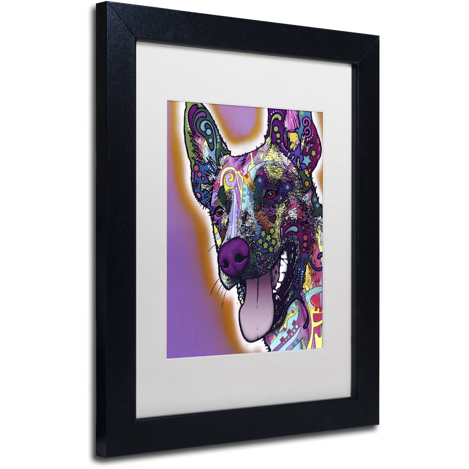 Trademark Fine Art "Malinois" Canvas Art by Dean Russo, White Matte, Black Frame