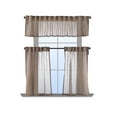thumbnail image 2 of 3S Brother's Sheer Curtains Kitchen Valance Set of 3 Hanging Rod Pocket Window Valance Treatments Decorative Valances Tiers Café Curtains ( Beige 50"x14"Valance - 24"x40"Tiers), 2 of 6