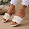 thumbnail image 6 of KIJBLAE Women's Color Block Flat Slide Sandals, Open Toe Non Slip Casual Slippers Summer Beach Vacation Outdoor Daily Wear Beige 38, 6 of 9
