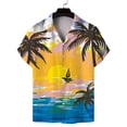 thumbnail image 1 of Grianlook Men Summer Tropical Shirts Short Sleeve Button Up Hawaiian Shirt V Neck Casual Loose Tunic Tops, 1 of 2