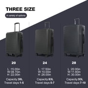 Travelhouse 3 Piece Hardside Luggage Set Hardshell Lightweight Suitcase with TSA Lock Spinner Wheels 20in24in28in.(Black)