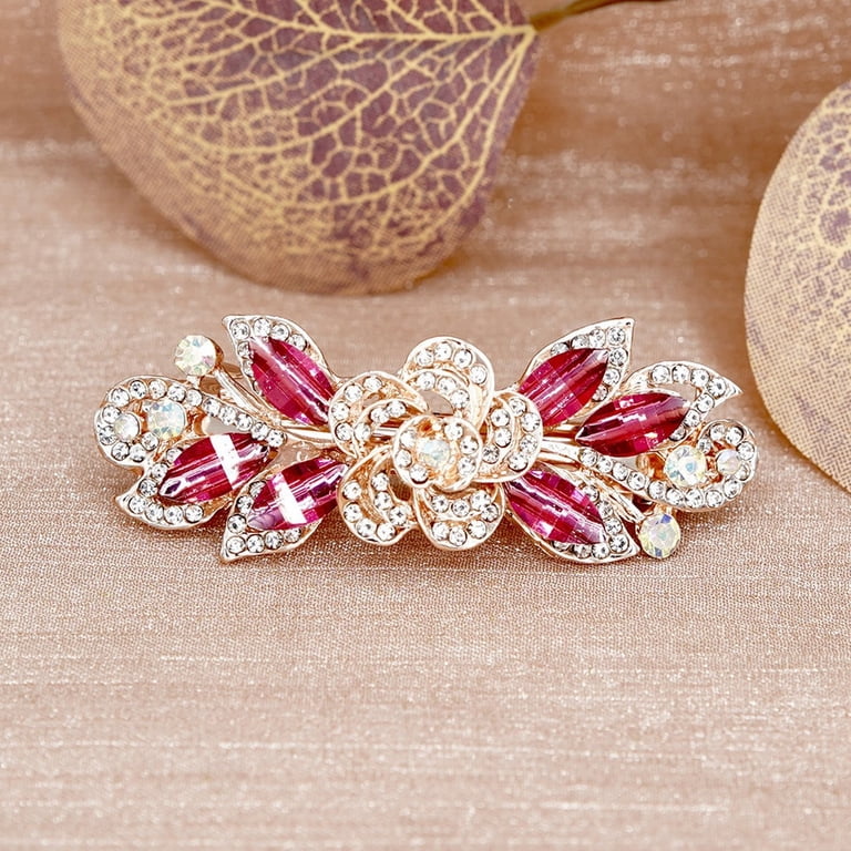 LHWEN Crystal Hair Clip Barrette Flower Rhinestone Bling  display picture 1