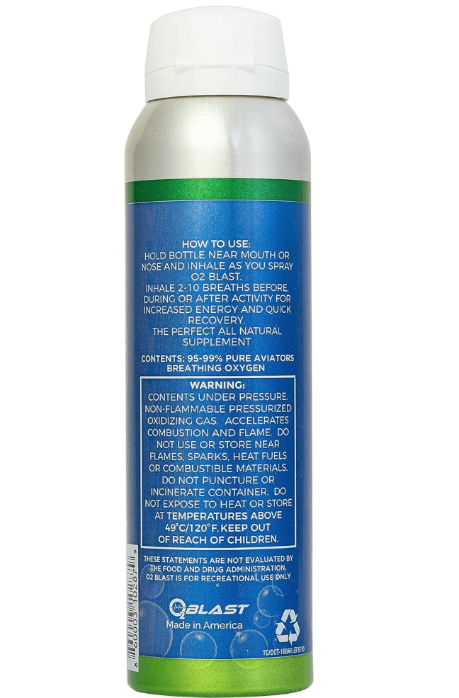O2 Blast“ Pure Oxygen for Energy, Recovery & Performance - 4-Liter Can with Sanitary Flip Top Cap, Pack of 12