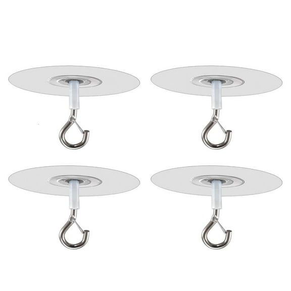 AOOOWER 4PCS Invisible Ceiling Hooks Adhesive Mounts For Curtains Planter Transparency Hook For Indoor and Outdoor Use