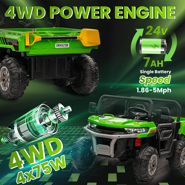 4x4 24V Ride on Dump Truck with Remote Control 2 Seater Electric