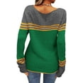 thumbnail image 4 of Women Autumn Winter Colorblock Pullover Sweaters Round Neck Striped Slim Fitting Knitwear Tops, 4 of 9