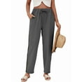 thumbnail image 2 of Women'S Linen Pants with Drawstring Petite Summer Beachwear Elastic Waist Pants, 2 of 9