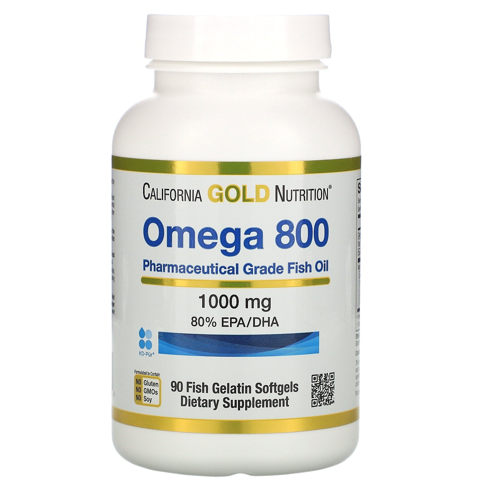 California Gold Nutrition Omega 800 Pharmaceutical Grade Fish Oil, 80