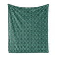 thumbnail image 1 of Damask Soft Flannel Fleece Blanket, Baroque Style Foliage Ornament with Rococo Curves and Renaissance Elements, Cozy Plush for Indoor and Outdoor Use, 70" x 90", Sea Green and Black, by Ambesonne, 1 of 6