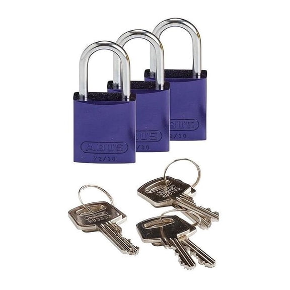 Brady Lockout Padlock,KA,Purple,1-7/16"H,PK3 133286