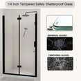 thumbnail image 4 of Noble House 35" Folding Pivot Hinged Shower Door, Semi-Frameless Reversible Bi-Fold Bathroom Glass Panel, Matte Black, 4 of 7