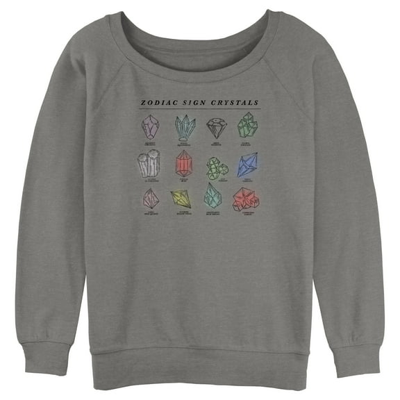 Junior's Lost Gods Zodiac Sign Birthstones Sweatshirt Gray Heather Medium
