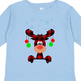 thumbnail image 4 of Inktastic Cute Flannel Reindeer with Christmas Bulbs and Snowflakes Boys or Girls Long Sleeve Toddler T-Shirt, 4 of 5