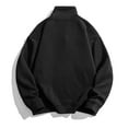 thumbnail image 4 of lkfuzj Men's Zip Sweatshirt Fleece Black Green Brown Gray Half Zip Plain Sports Outdoor Daily Holiday Streetwear Basic Casual Spring Fall Cloth Black, 4 of 4