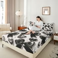 thumbnail image 4 of Castle Fairy Black Ribbon Bow Twin Sheet Sets 3pcs for Boys Girls,Kawaii Love Heart Print Twin Fitted Sheet Microfiber,Dreamy Princess Breathable Flat Sheet,Lightweight Room Decor, 4 of 7