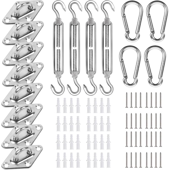 Shade Sail Hardware Kit 44 Stainless Steel Components for Tensioning and Securing Sails D