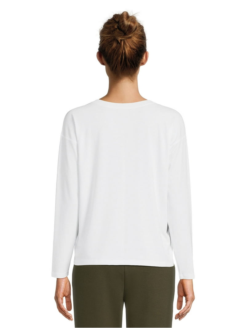 Athletic Works Women's Dri More Boxy Tee with Long Sleeves, Sizes