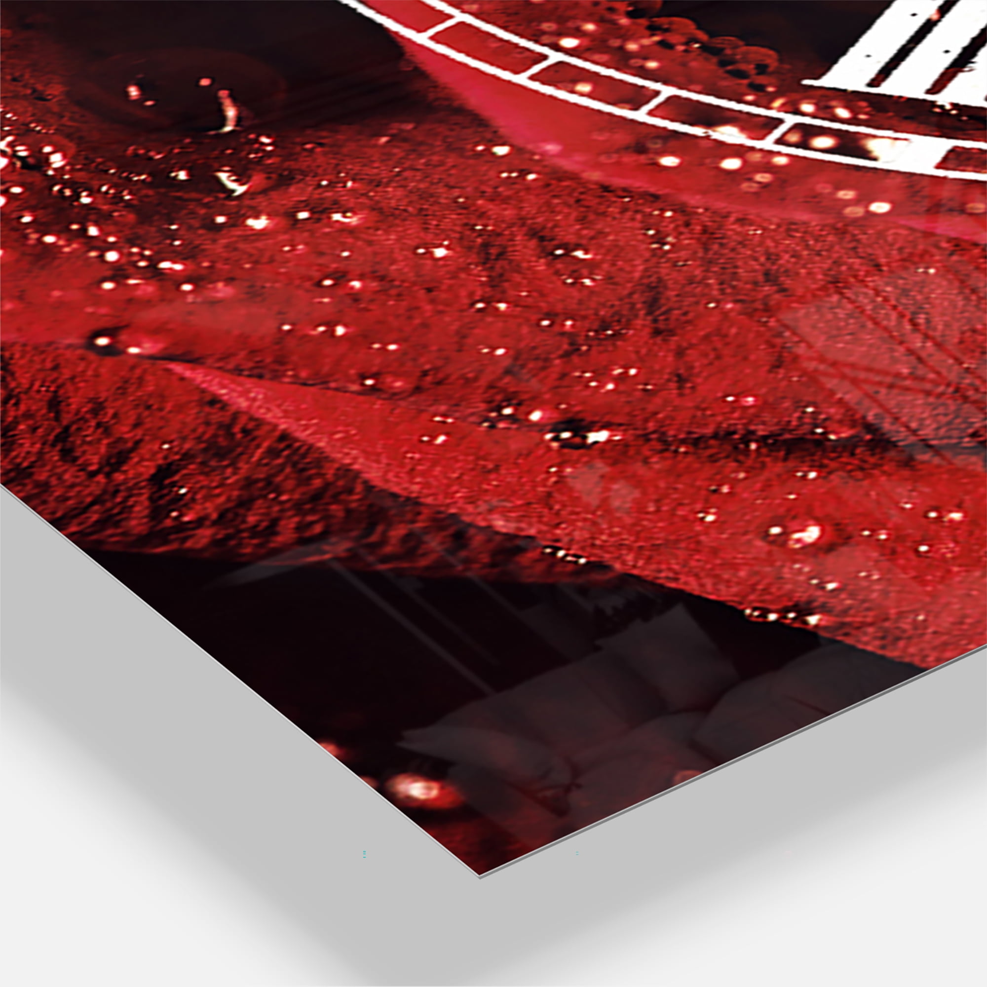 Designart 'Red Rose Petals with Rain Droplets' Traditional Wall Clock