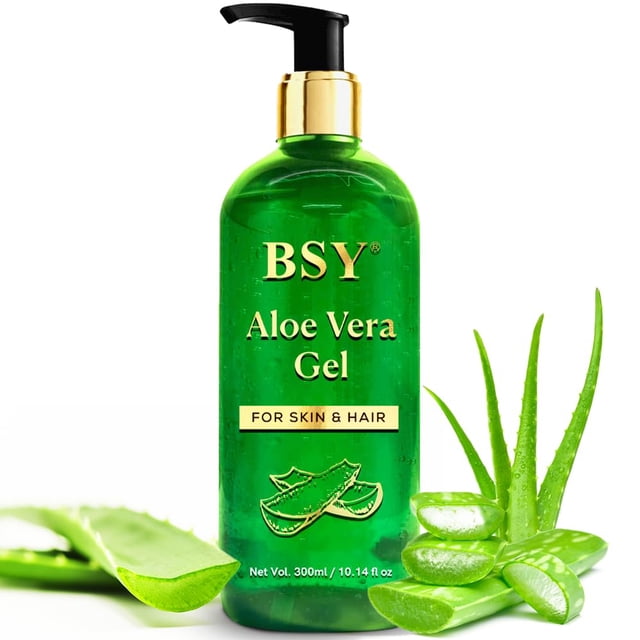 Gel de aloe vera BSY 300 ml, no pegajoso para rostro, cabello y piel