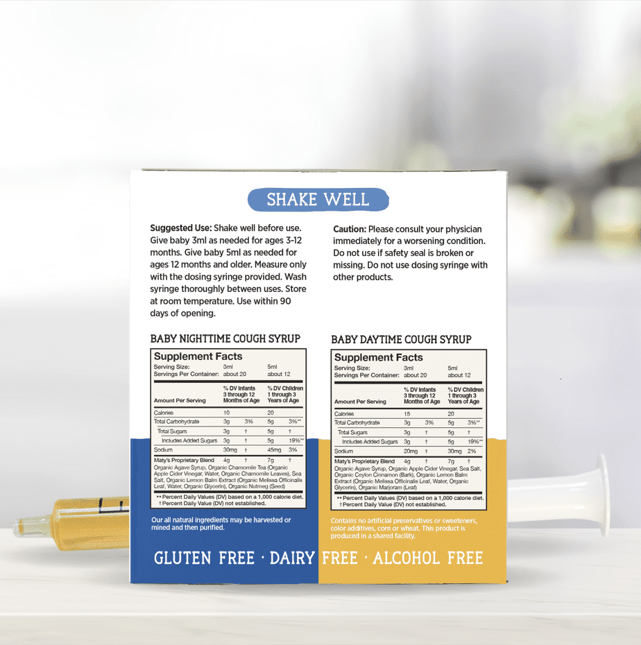 Matys Organic Baby Cough Syrup, for Infants 3 Months and up, Day & Night Value Pack, 2 fl oz, 2 Pk
