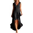 thumbnail image 2 of Delayuji Women's Summer Dress Ruffled Hem Sleeveless V Neck Tank Dress Long Dresses Beach Vacation Dress Wedding Guest Dresses, 2 of 4