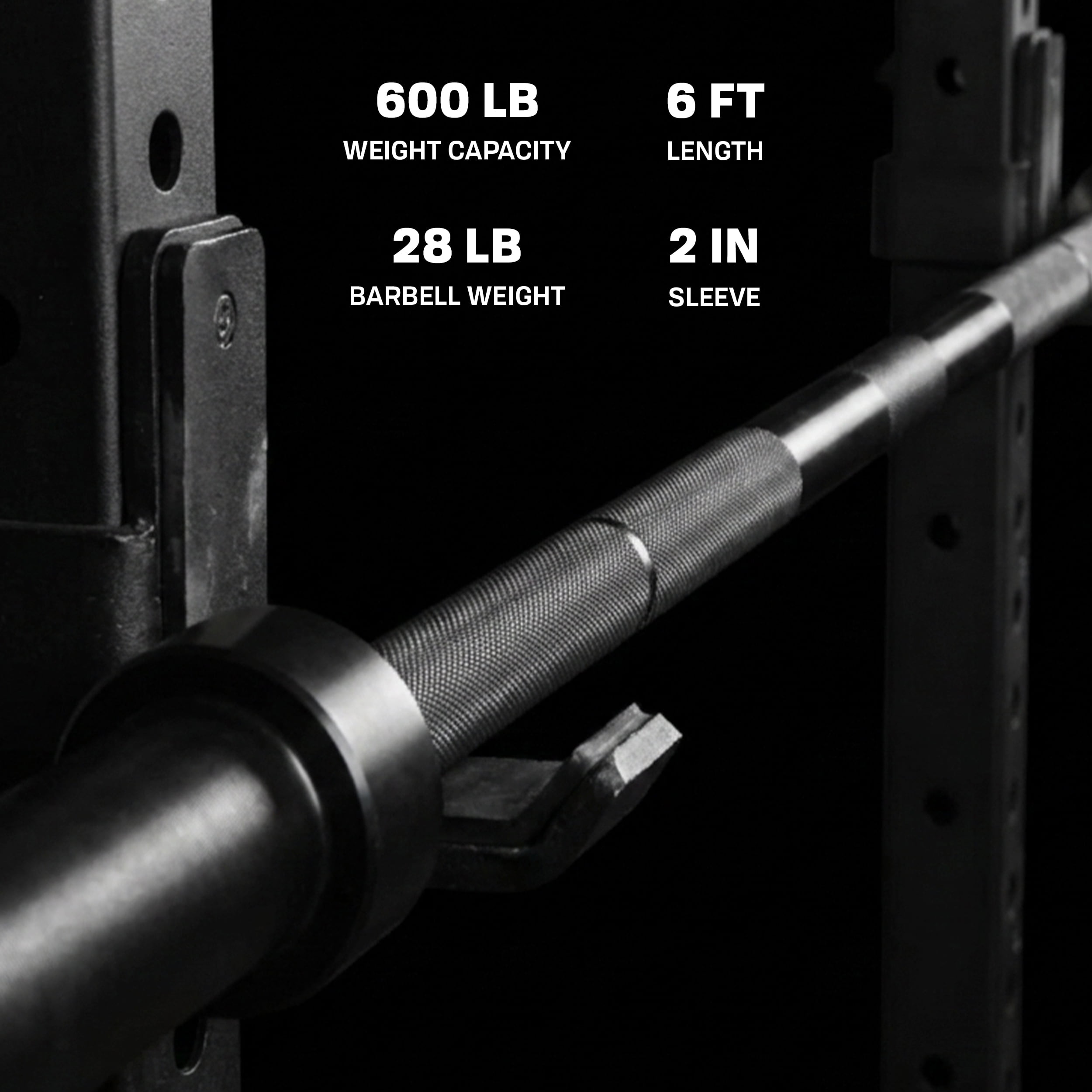 PRCTZ 6 ft Barbell Bar, Olympic Weightlifting bar, 2 inch rotating sleeves, 600-Pound Capacity
