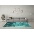 thumbnail image 3 of Ahgly Company Indoor Square Oriental Turquoise Blue Industrial Area Rugs, 3' Square, 3 of 4