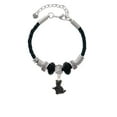 thumbnail image 2 of Delight Jewelry Resin Black Playing Cat Godmother Celtic Knot Leather Bead Bracelet, 7"+2" Extender, 2 of 4