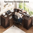 thumbnail image 2 of Farmhouse L Shaped Computer Desk with File Cabinet & 3 Drawers,  69" Large Executive Desk with Charging Station, Rustic Corner Desk with Storage File Drawer for Home Office Workstation, Rustic Brown, 2 of 9