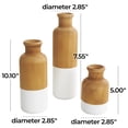 thumbnail image 3 of DecMode 10", 8", 5"H Color block Brown Wood Vase with White Bases, Set of 3, 3 of 16