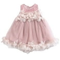 thumbnail image 2 of ITFABS Bébé Tenue d'Été, 3D Fleur O-Cou Sans Manches Robe Princesse en Tulle, 2 of 7