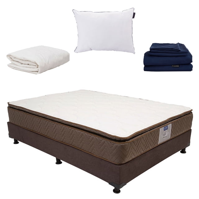 Colchón Individual + Box Bless + Almohada One + Sábanas Softy + Protector de Colchón Restonic Dicasa Nautilus