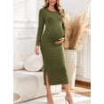 thumbnail image 2 of Women's Maternity Dresses Long Sleeve Sweater Dress Winter Pregnancy Clothes, 2 of 5