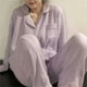 thumbnail image 1 of Conjunto de Pijamas para mujer, cárdigan con botones de Color sólido, ropa de casa informal de manga larga, conjunto de Pijamas para mujer, 1 of 4